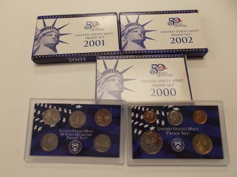 3x US Mint Sets - 2000, 2001, 2002
