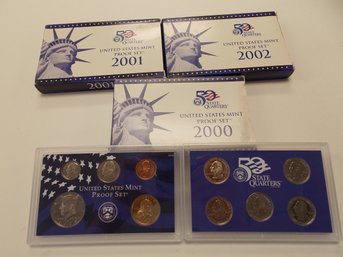 3x US Mint Sets - 2000, 2001, 2002 (LOT #3)