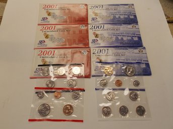 6X US Mint Coin Sets - 2001