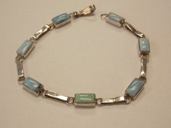 Larimar & Sterling Silver Bracelet - 8.5' Long