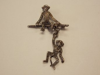 Marcasite Sterling Silver Monkees Pin