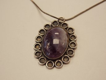 Signed Amethyst & Sterling Silver Necklace