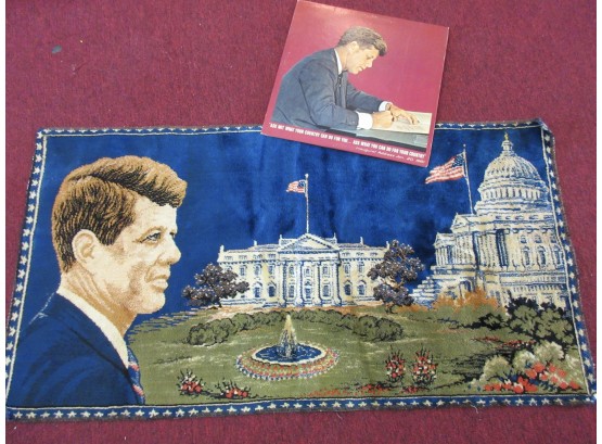 1960's John F Kennedy Tapestry Wall Rug And Record Lot