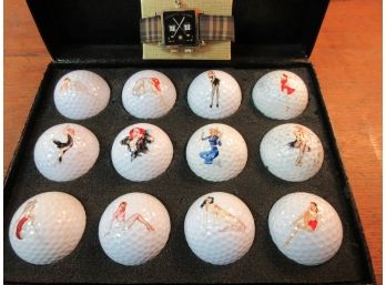 Pin-Up Girl Golf Balls And Golf Score Watch