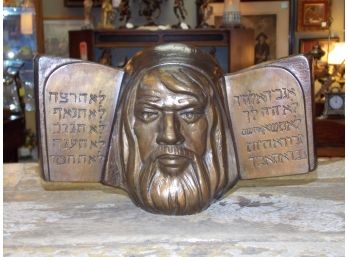 Bronze Moses W/ Ten Commandments Sculpture Signed Limited Edition