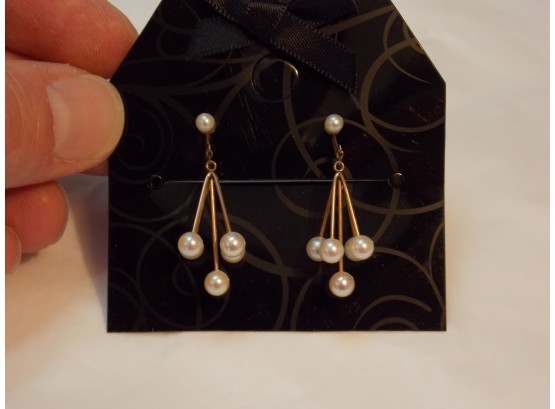 Antique 10k Gold & Pearl Chandelier Earrings - SHIPPING AVAILABLE