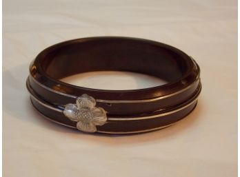Inlay Bracelet - Appears Silver Inlay & Bakelite?? - SHIPPING AVAILABLE