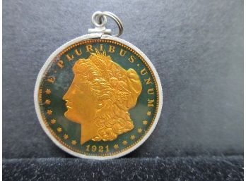 1921 Painted Morgan Dollar Pendant - SHIPPING AVAILABLE