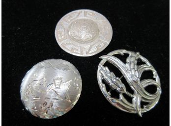 Lot Of 3 Sterling Silver Broaches - SHIPPING AVAILABLE