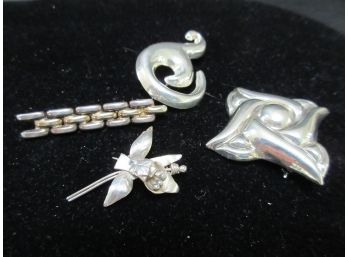 Lot Of 4 - Sterling Silver Pins - SHIPPING AVAILABLE