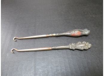 Antique Pair Of Sterling Handle Boot/Button Hooks - SHIPPING AVAILABLE