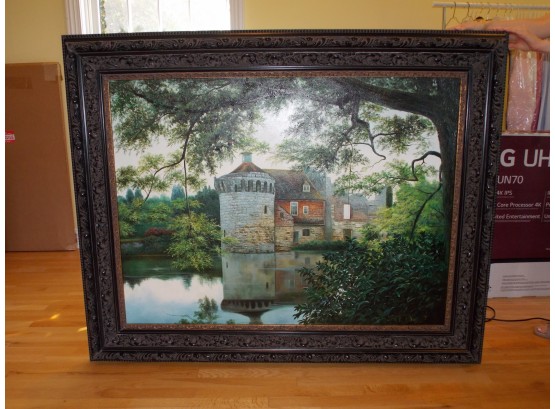Large Signed Painting Of Manor