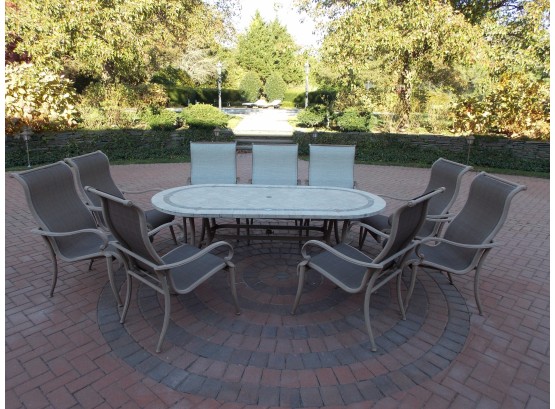 Outdoor Travertine Stone Tile Top Table & Chairs