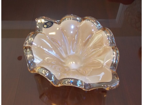 White Cristal Italian Art Glass Bowl