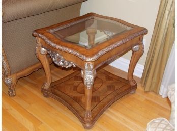 Ornate Side Table W/ Glass Top