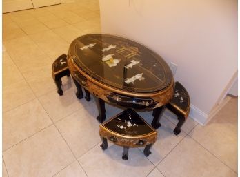Asian Low Table & 4 Stools