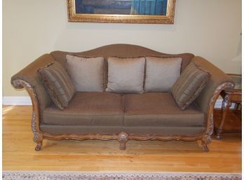 Schadig Sofa W/ Carved Wood Frame