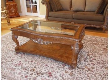 Ornate Coffee Table W/ Glass Top