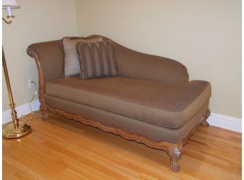 Schadig Chaise Lounge W/ Carved Wood Frame
