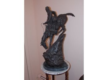 Large Bronze Remington 'Mountain Man' Sculpture Statue