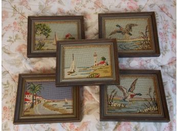 5x Small Needlepoints Framed