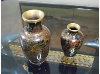 Small Cloisonne & Brass Asian Vases