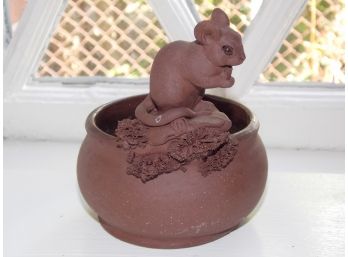 Clay Mouse Planter - Artist Signed