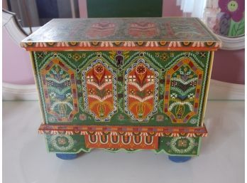 Russian Hand-Painted Wood Box W/ Key