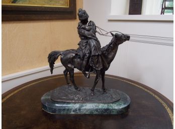 Bronze Couple On Horseback Sculpture Statue