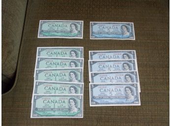 Uncirculated 1954 Canada Bills - SEQUENTIAL NUMBERS