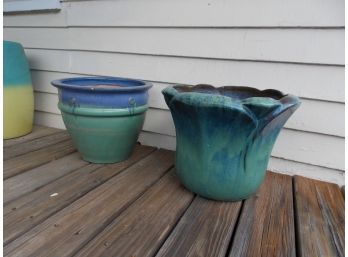 2x Glazed Terracotta Pots