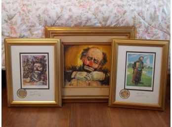 Emmet Kelly Hand Signed X2 & Clown Painting