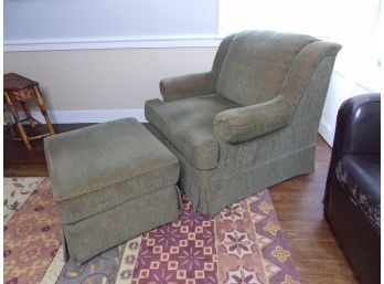 Green Fabric Chair And Ottoman