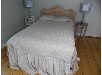 Carved Wood & Caned Full-Sized Bed
