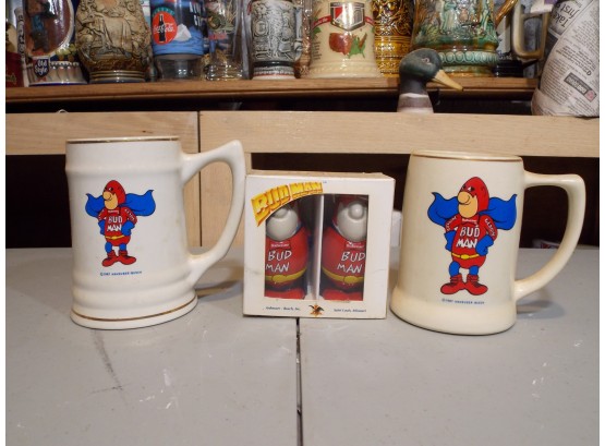 Budman Lot S&P Shakers + 2x's Mugs