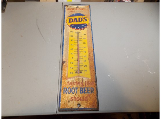 Original Antique Dad's Rootbeer Sign Thermometer
