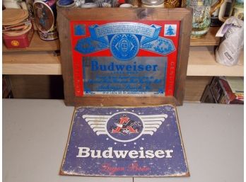 Budweiser Tin And Mirror Signs
