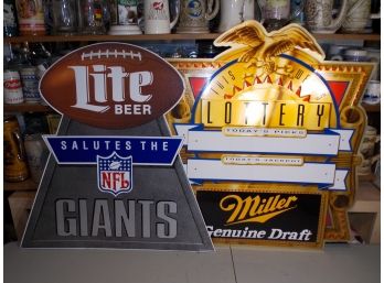 Large Miller Lite And MGD Tin SIgns