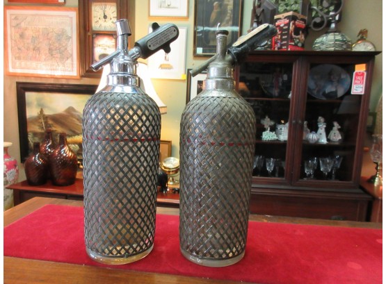 2 Vintage Deco Style Seltzer Bottles