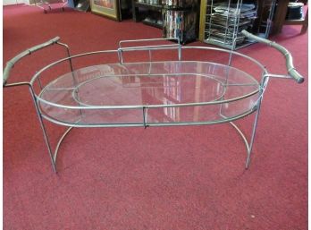Vintage Metal And Glass Serving Bed Tray