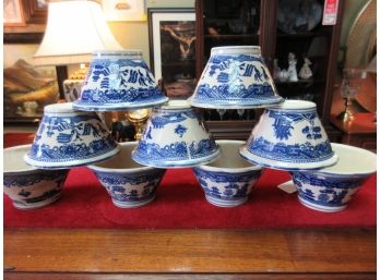 Set Of 9 Japan Blue And White Fruit Cups