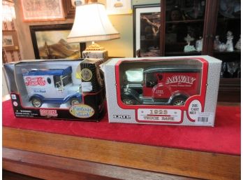2 Die Cast Truck Banks With Boxes
