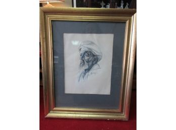 Framed Signed Pencil Drawing