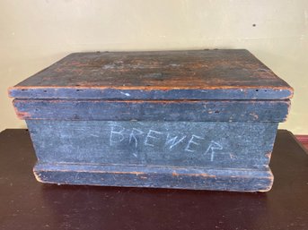 197 Antique Box In Old Blue Paint