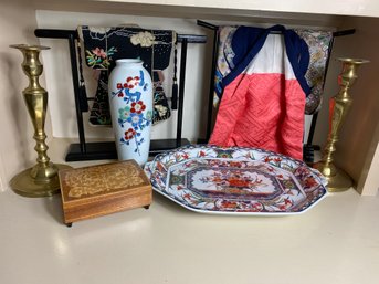 215 Shelf Lot - Kimonos And Ceramics