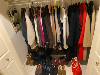 Hall Closet Lot - Shoes, Boots, Sweaters Coats (241)