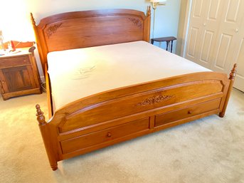 024 Carved Teak Bed Fits King (mattress Not Included)