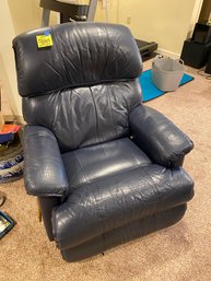 074 Blue Leather Swivel Recliner (1 Of 2)