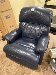 075 Blue Leather Swivel Recliner (2 Of 2)