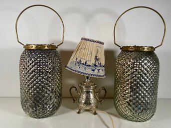 Lot 022 Lamp And 2 Candle Lanterns